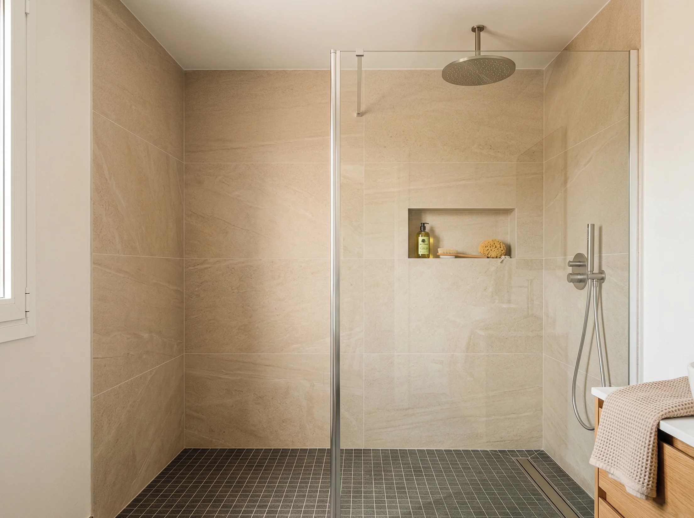 Ducha italiana instalada en reforma de baño en Albacete